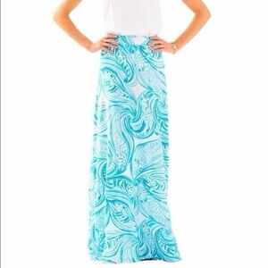 Lilly Pulitzer Nola maxi Skirt in Sea Ruffles Tiger Wave print Size Small